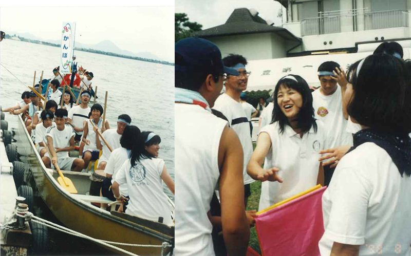大津市の児童館時代には、来館者保護者たちとチームを組んで、湖族船（こぞくせん）競争というお祭りに参加したことも